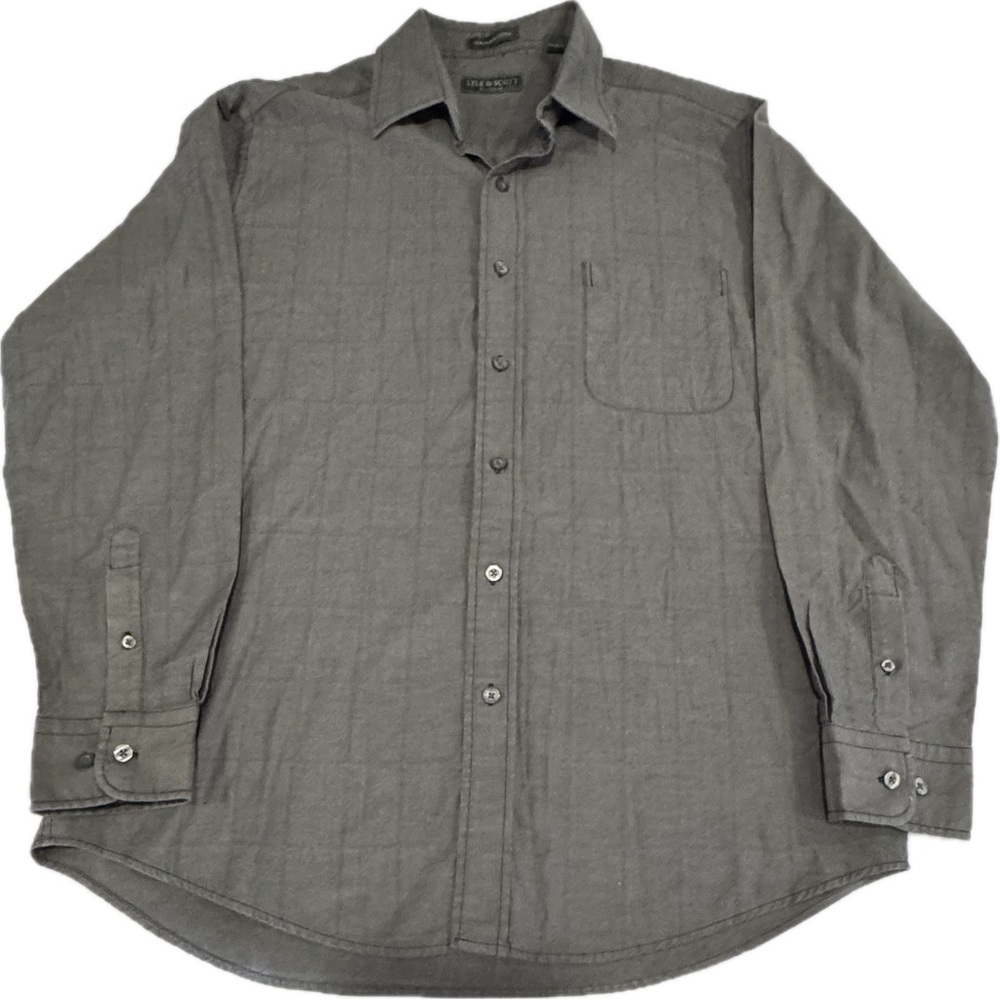 Lyle & Scott Scotland 100% Combed Cotton Long Sleeve Dress Shirt Grey Large